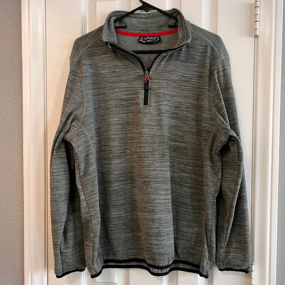 Avalanche Outdoor Supply Co Mens Large Gray Space Dye Quarter Zip Pullover